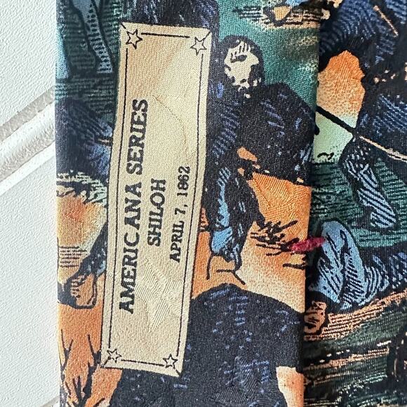 417 VAN HEUSEN Americana Series 2 Pc Silk Civil War Flag Tie Shiloh Rebel Yell - Picture 5 of 14